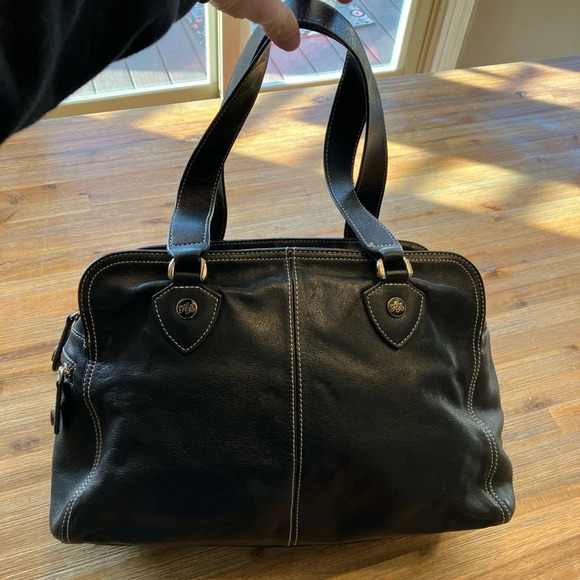 Ted‎ Baker black leather satchel bag with white stitching. Excellent condition. - Picture 2 of 8